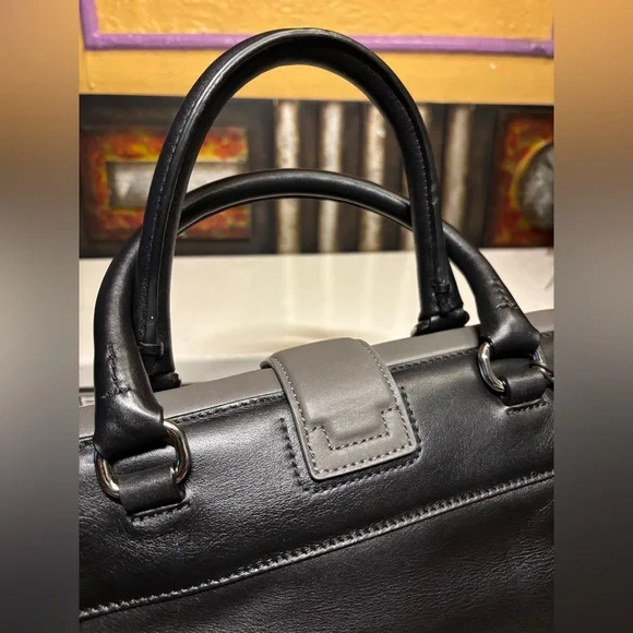 NWT Cole Haan Anne Street Frame Gray/Black Satchel - Picture 4 of 16